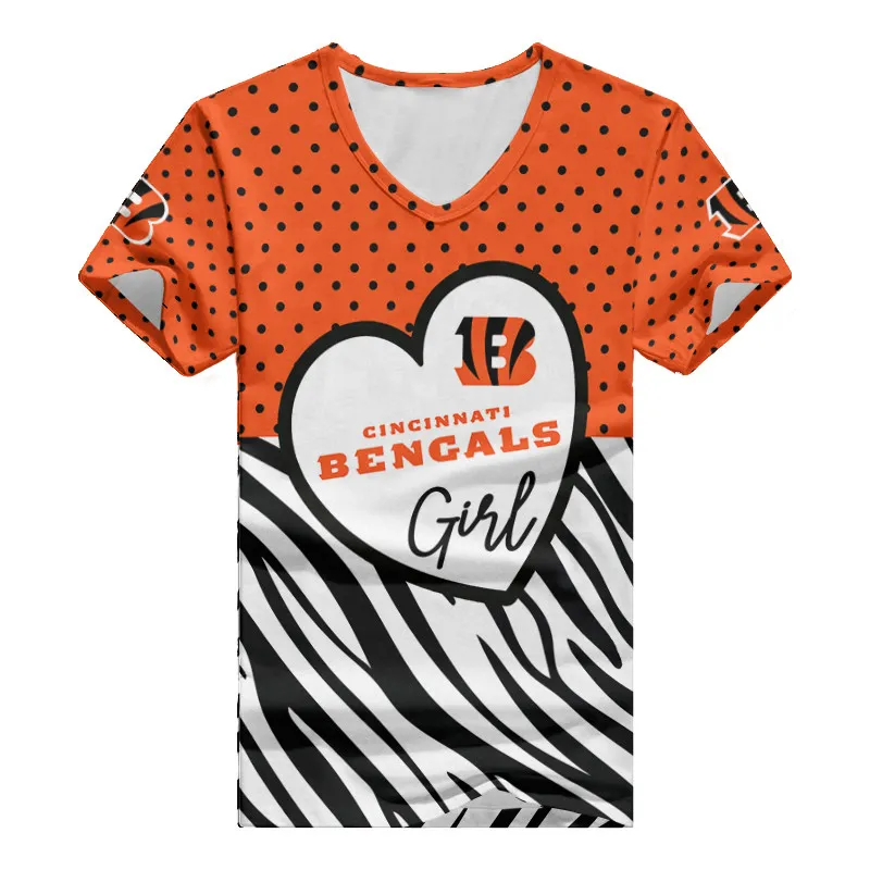 Cincinnati Bengals Personalized Women V-neck T-shirt 2