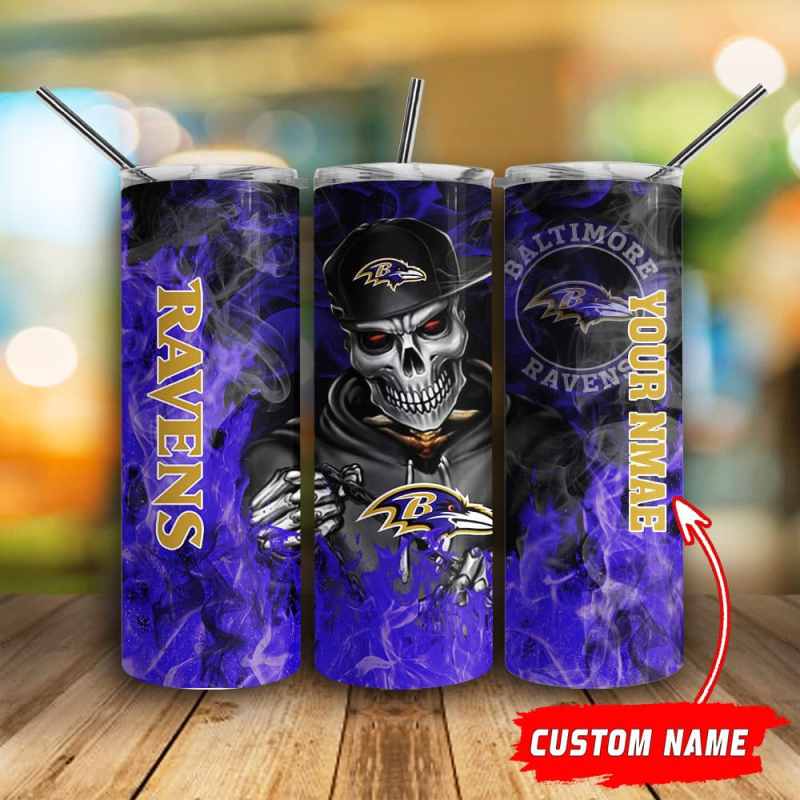Baltimore Ravens Personalized Glitter Tumbler