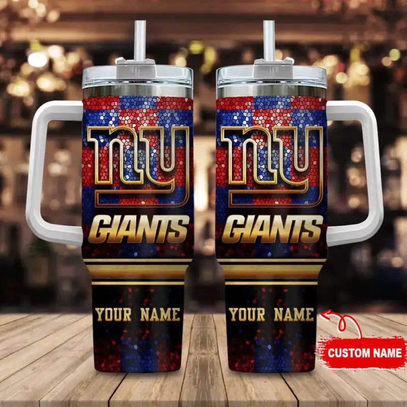 New York Giants Personalized NFL Glitter 40oz Stanley Tumbler