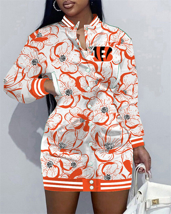 Cincinnati Bengals Women Button Down Jacket Dress