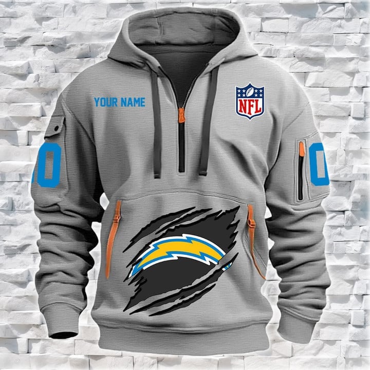 Los Angeles Chargers New Personalized Quarter Zip Hoodie