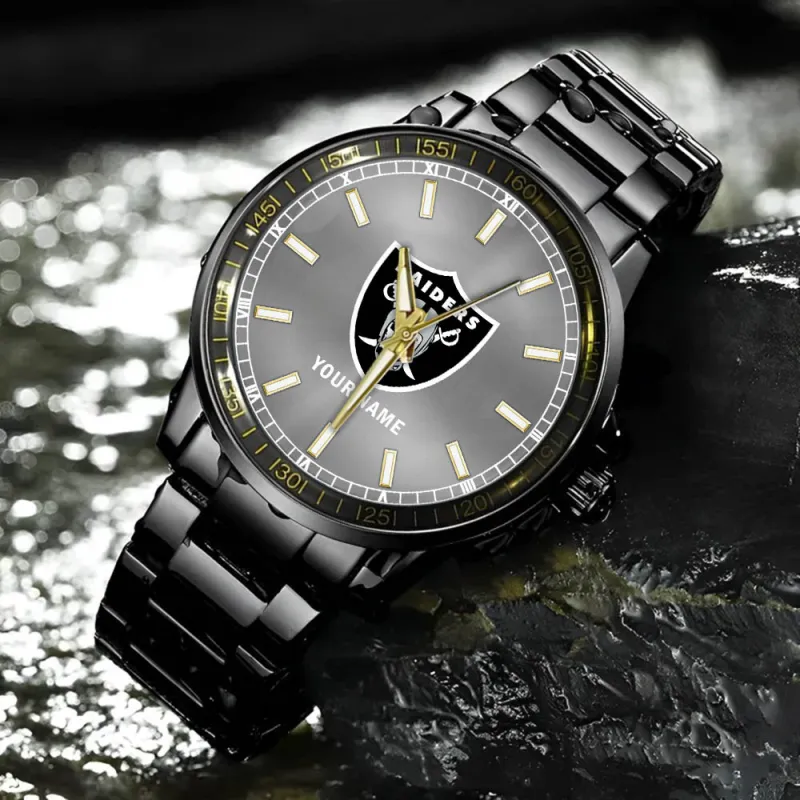 Las Vegas Raiders Black Fashion Watch Close Up