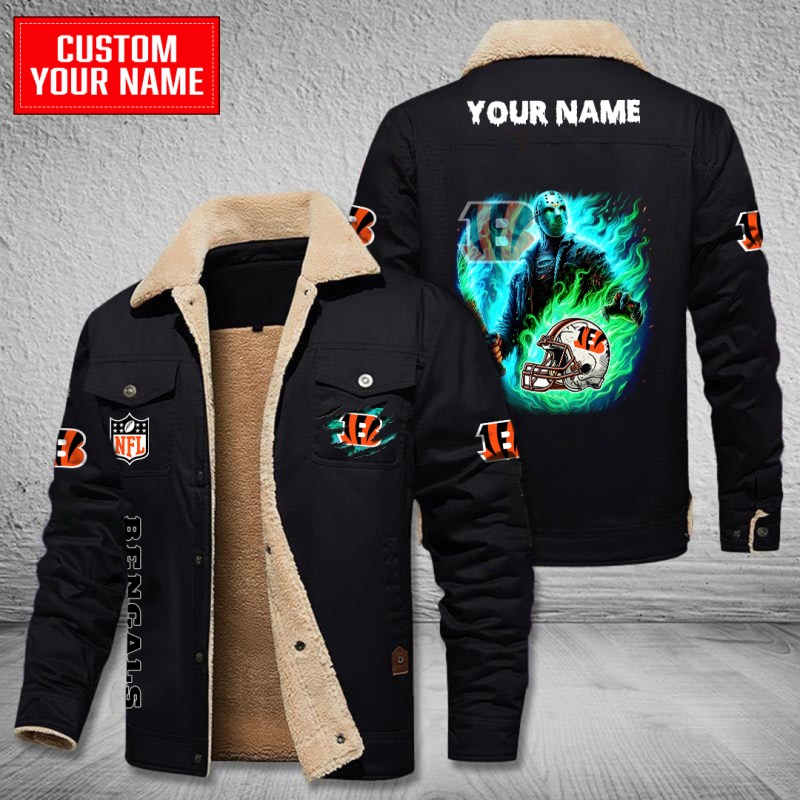Cincinnati Bengals Winter Fleece Bomber Jacket Black