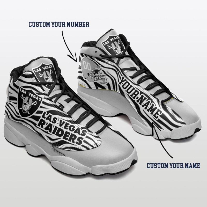 Las Vegas Raiders Personalized AJD13 Sneakers Back View