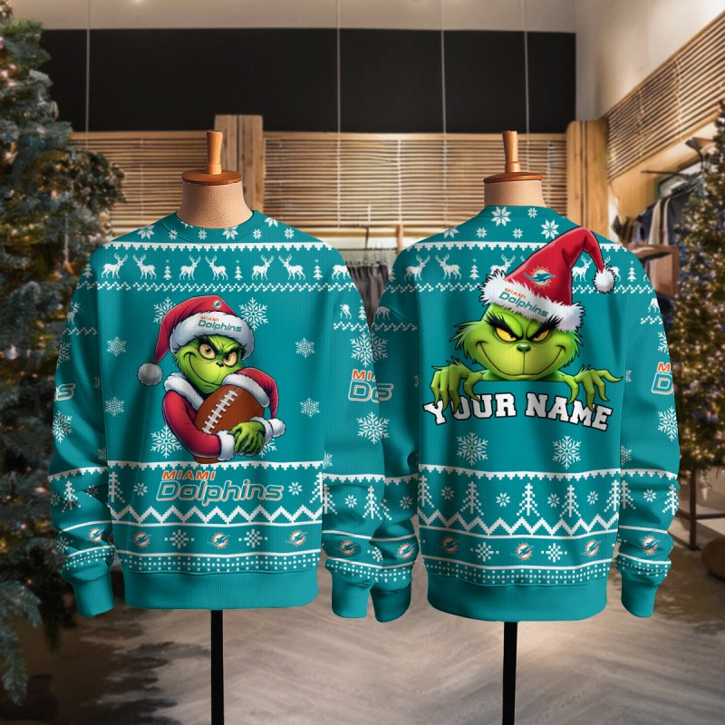 Miami Dolphins Ugly Christmas Sweater Full View