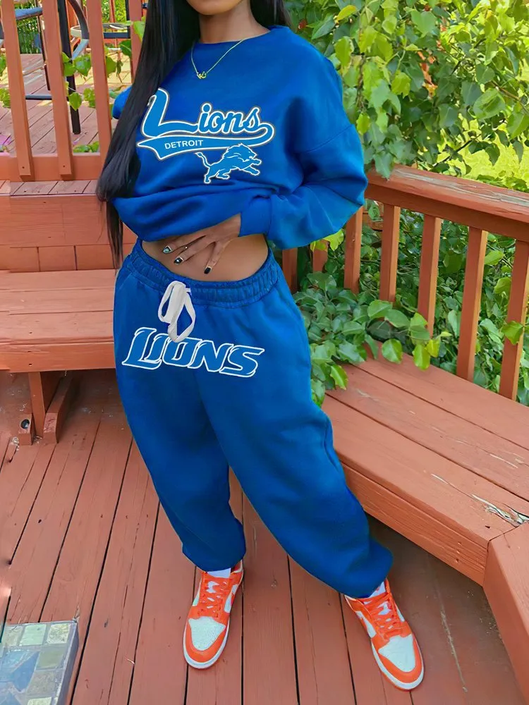 Detroit Lions Drop Shoulder Sweatshirt and Sweatpants
