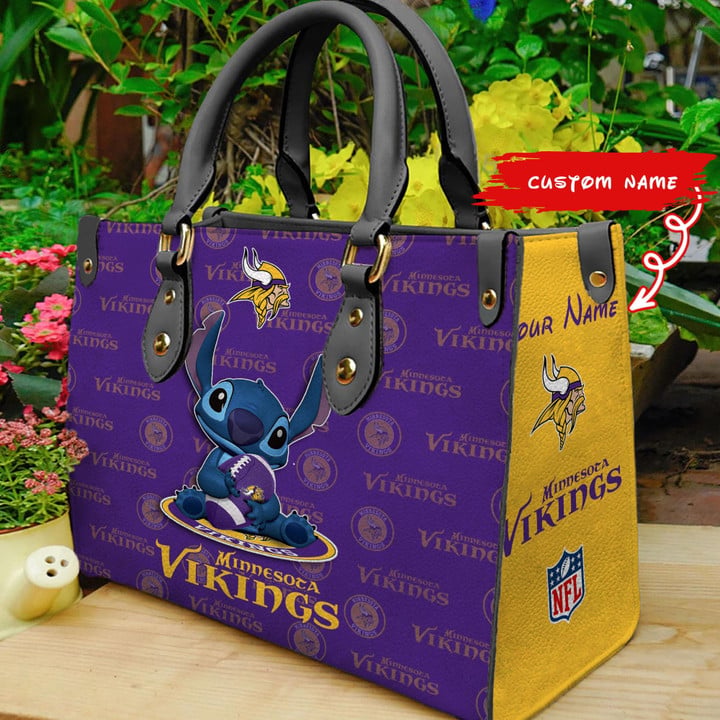 Minnesota Vikings Personalized Leather Handbag