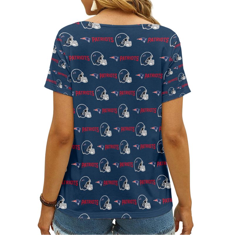 New England Patriots V-neck Women T-shirt Back View