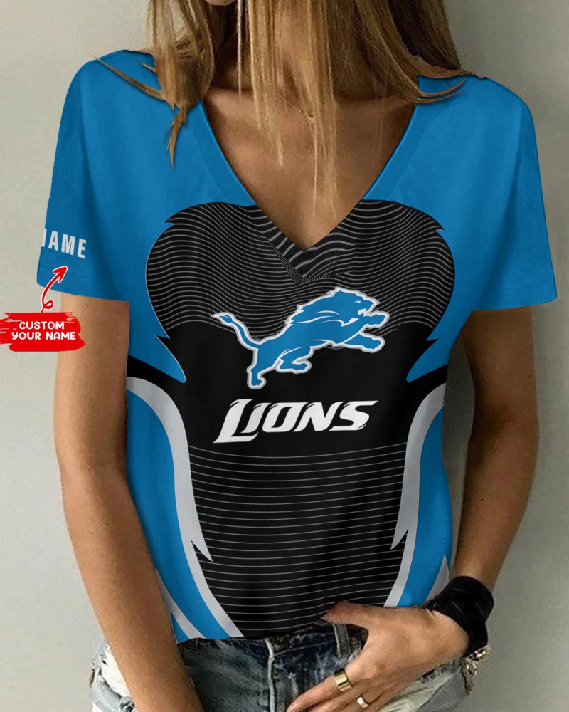 Women's V-neck Detroit Lions T-shirt