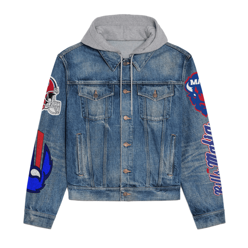 Buffalo Bills Hooded Denim Jacket Back View