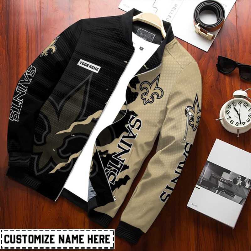 Front View of New Orleans Saints Bomber Jacket