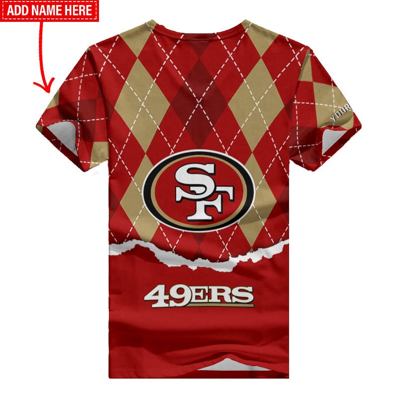San Francisco 49ers Personalized Summer V-neck T-shirt Back