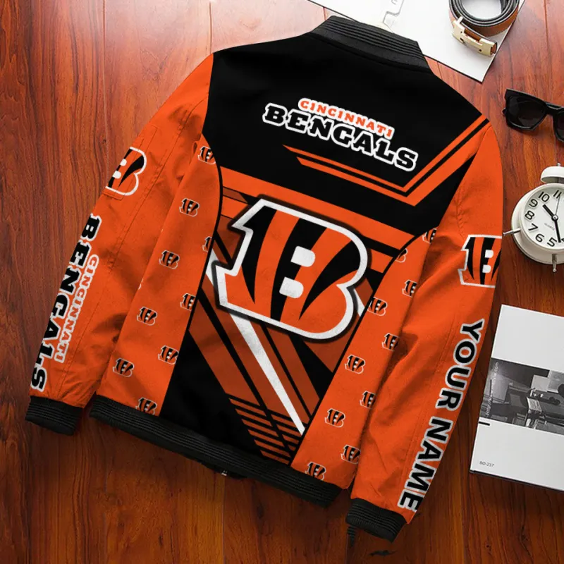 Cincinnati Bengals Personalized Bomber Jacket Alternate View