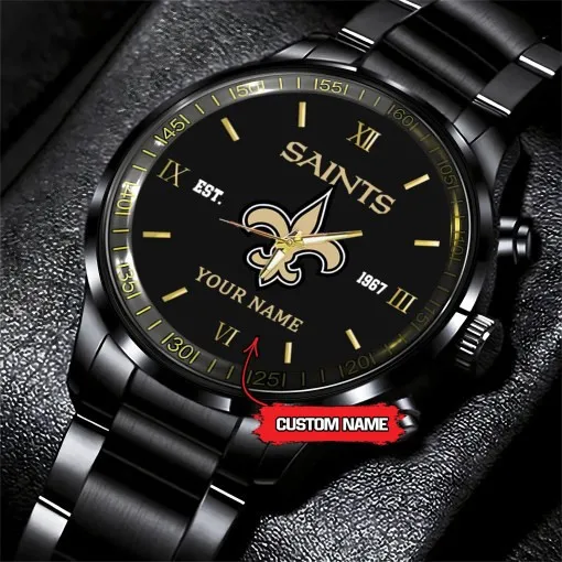 New Orleans Saints Black Fashion Watch on Wrist