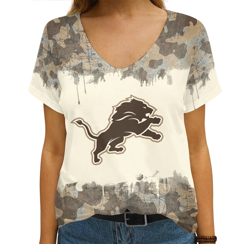Detroit Lions Women's Custom V-neck T-shirt