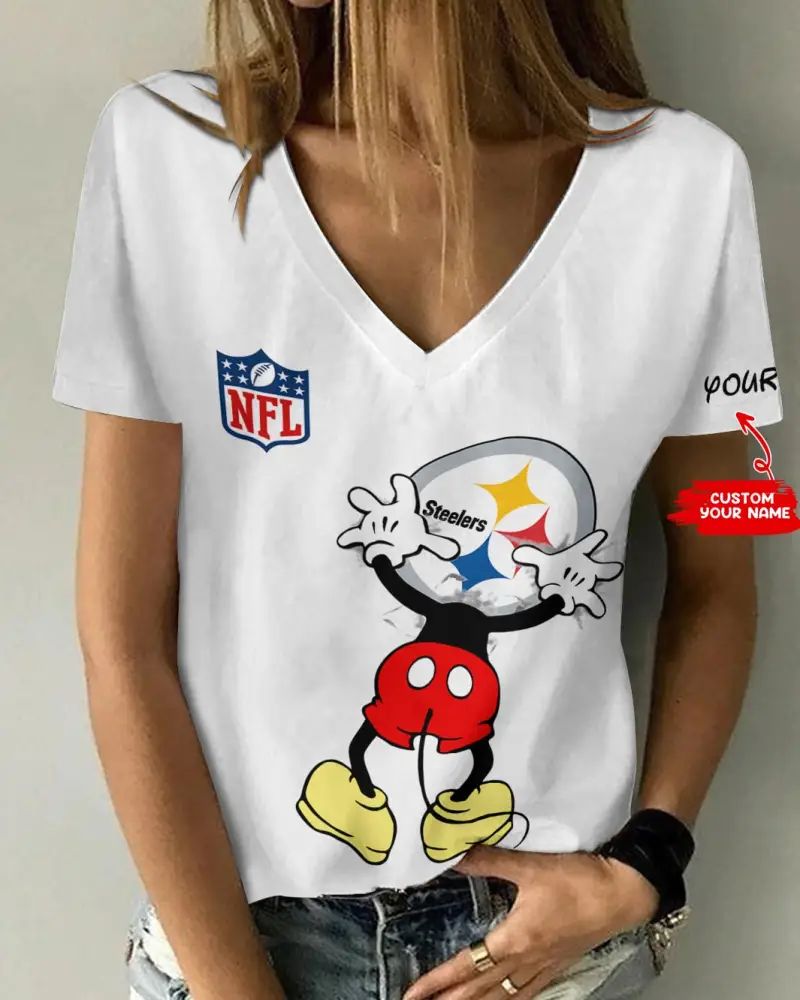 Pittsburgh Steelers Personalized V-neck Women's T-shirt