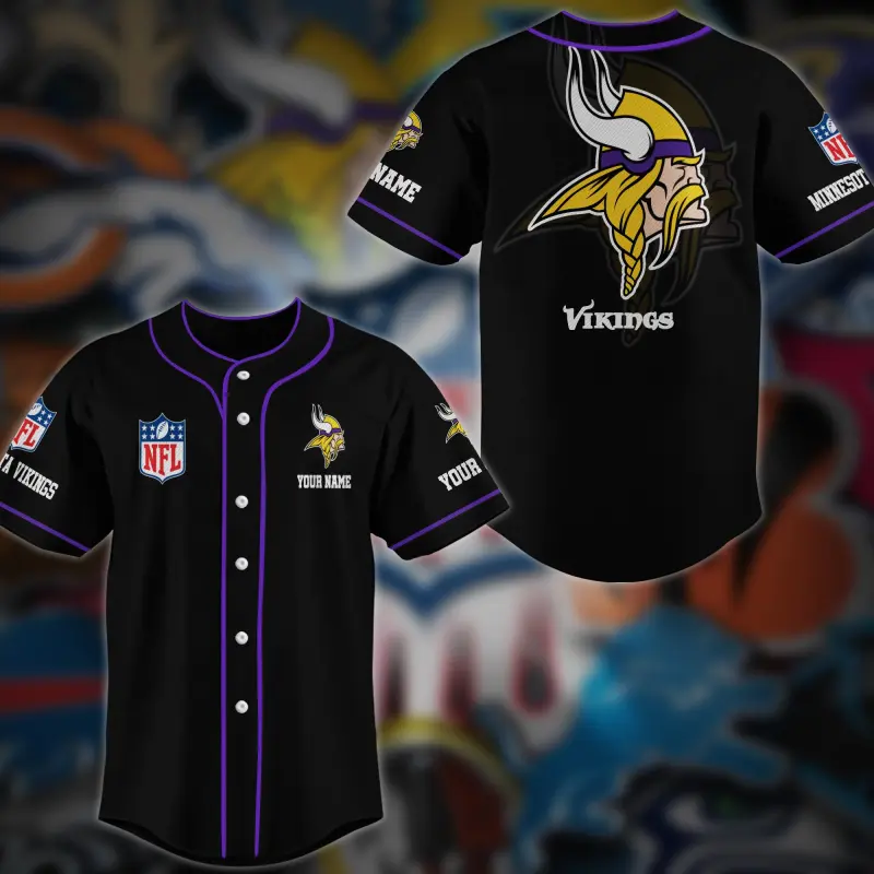 Minnesota Vikings Personalized Baseball Jersey