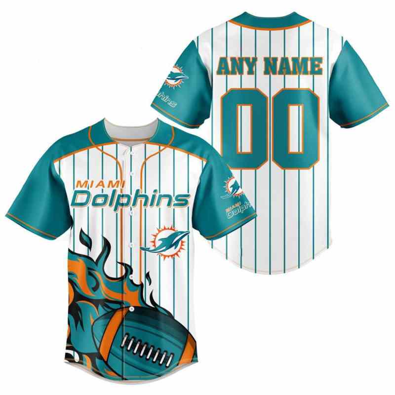 Miami Dolphins Personalized Baseball Jersey