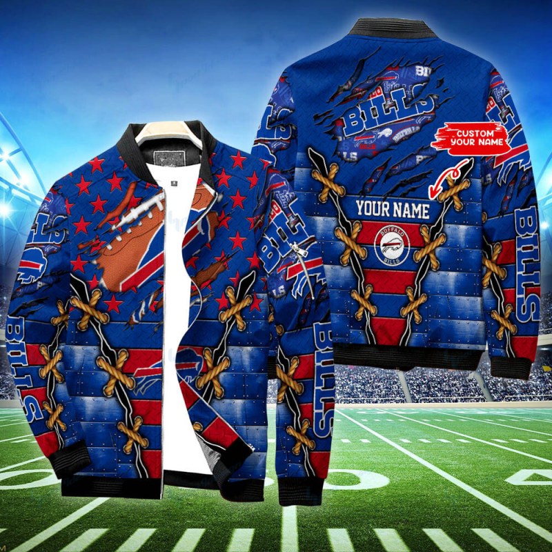 Buffalo Bills Personalized Bomber Jacket Front View