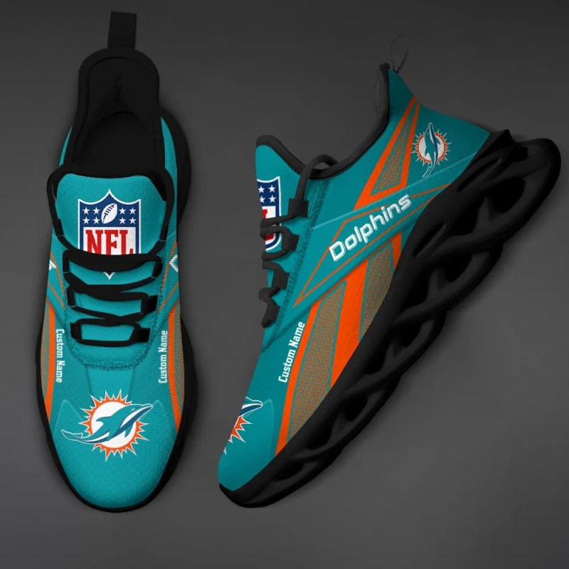 Miami Dolphins Yezy Sneakers with Wavy Rubber Bottom