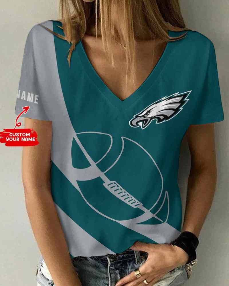Philadelphia Eagles Personalized V-neck Women T-shirt Sizing Chart