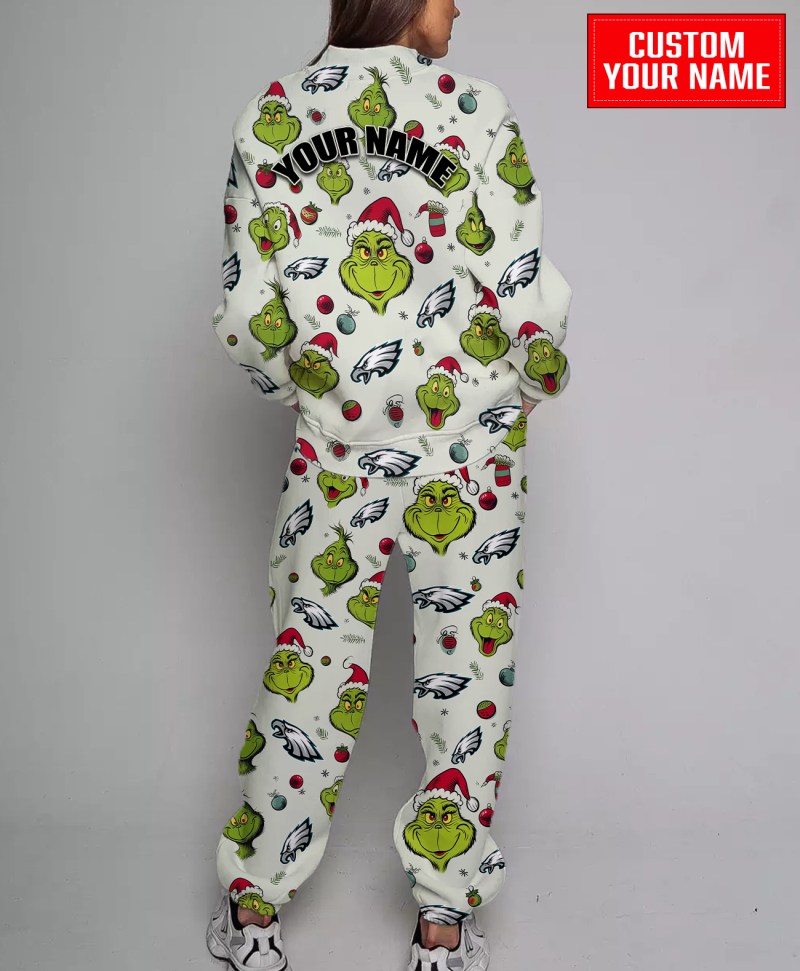 Philadelphia Eagles Christmas Pattern Sweatsuit Back View