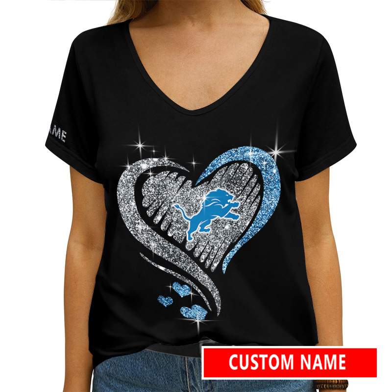 Detroit Lions Custom V-neck T-shirt - Style