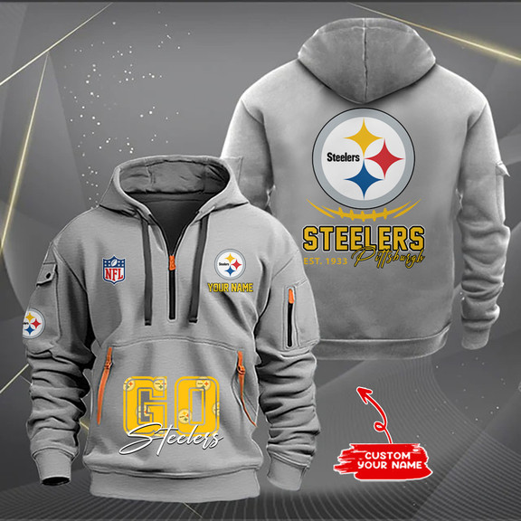 Pittsburgh Steelers Personalized Quarter Zip Hoodie