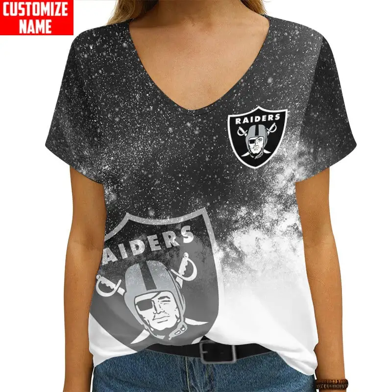 Las Vegas Raiders Personalized V-neck Women T-shirt