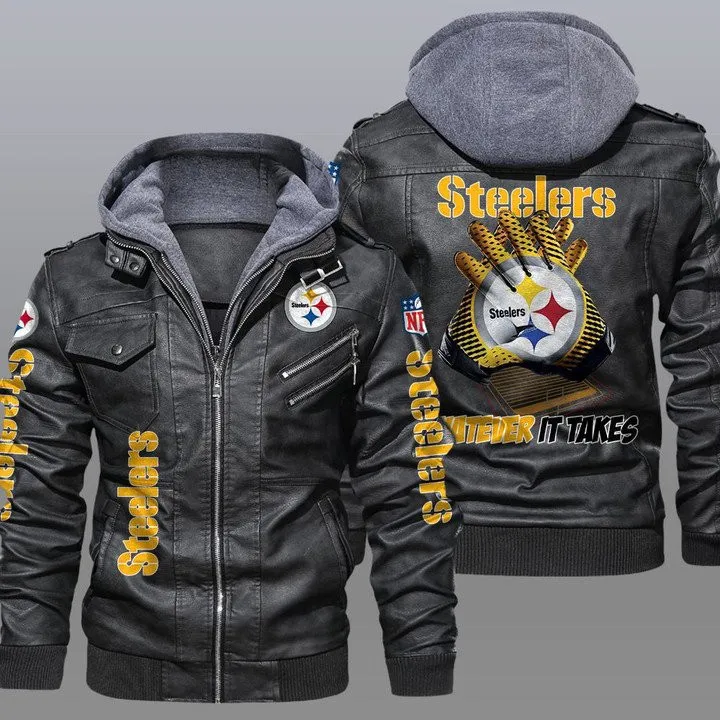 Pittsburgh Steelers Leather Jacket 27 - Front View