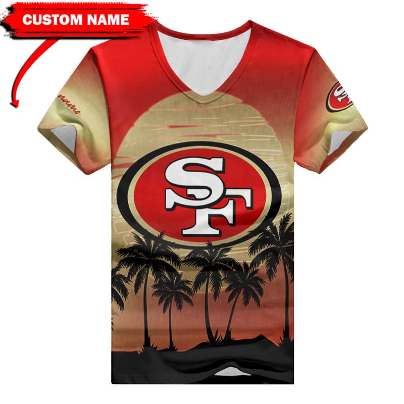San Francisco 49ers Personalized V-neck Women T-shirt