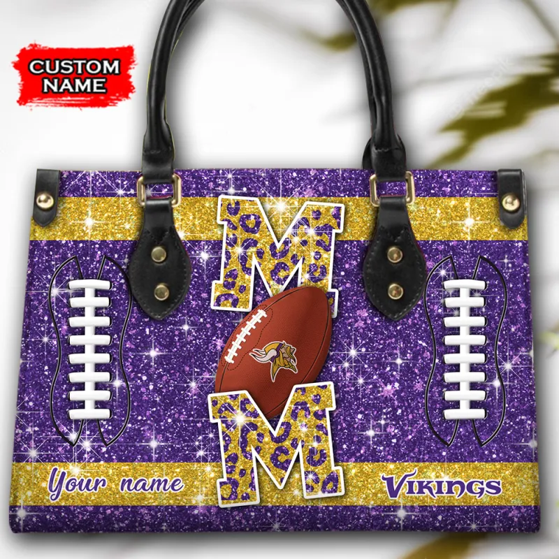 Minnesota Vikings Personalized Leather Hand Bag - Image 2