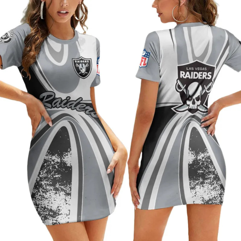 Las Vegas Raiders Casual Short Sleeve Bodycon Mini Dress
