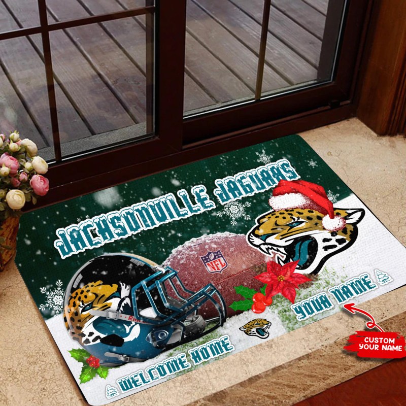 Jacksonville Jaguars Christmas Personalized Doormat