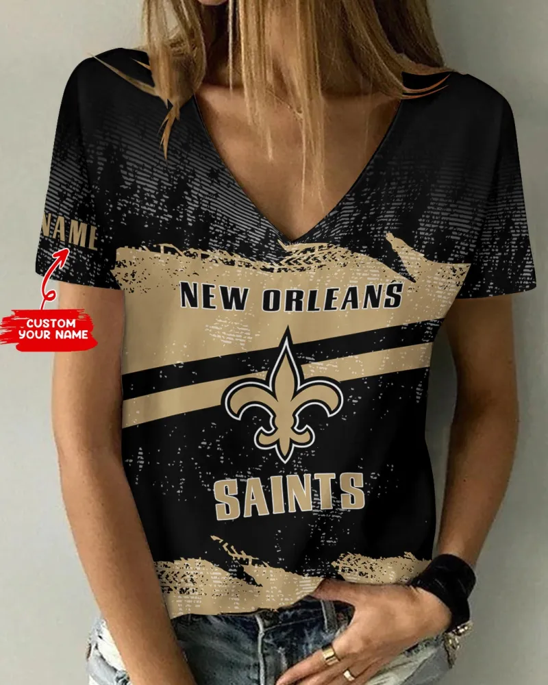 New Orleans Saints Personalized V-neck T-shirt
