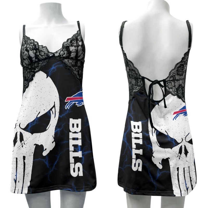 Buffalo Bills Halloween Lace Back Strap Slip Dress