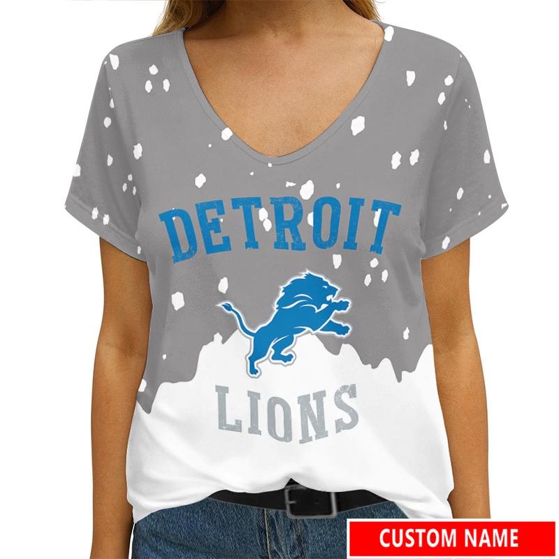 Detroit Lions Personalized V-neck T-shirt