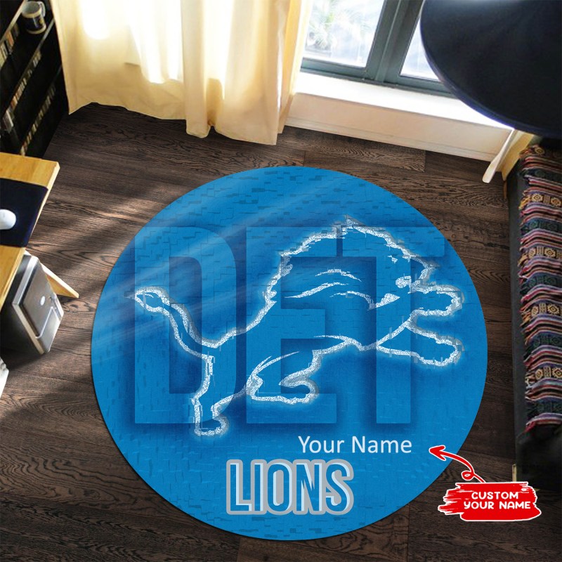 Detroit Lions Personalized Round Rug