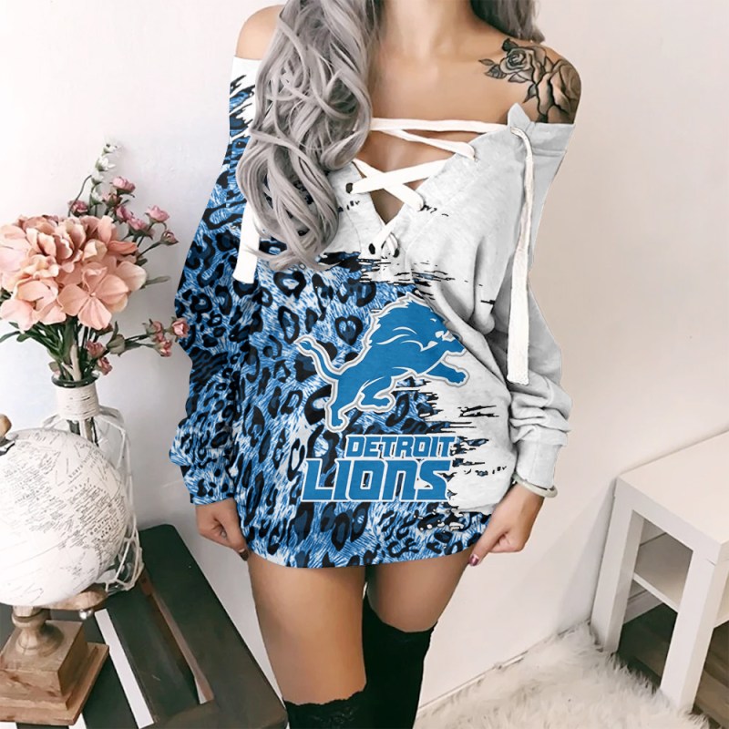 Detroit Lions Lace-Up Sweatshirt Side View