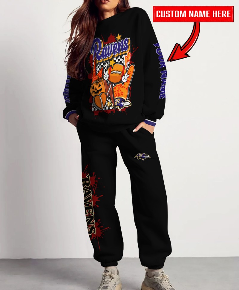 Baltimore Ravens Halloween Collection Sweatshirt and Sweatpants Set