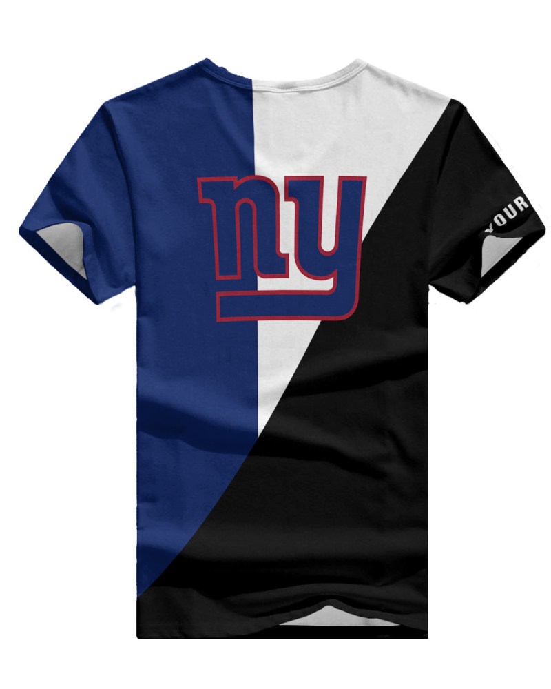 New York Giants Personalized Summer V-neck T-shirt Back View