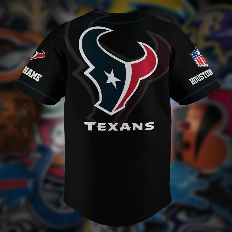 Houston Texans Personalized Baseball Jersey - Detail View