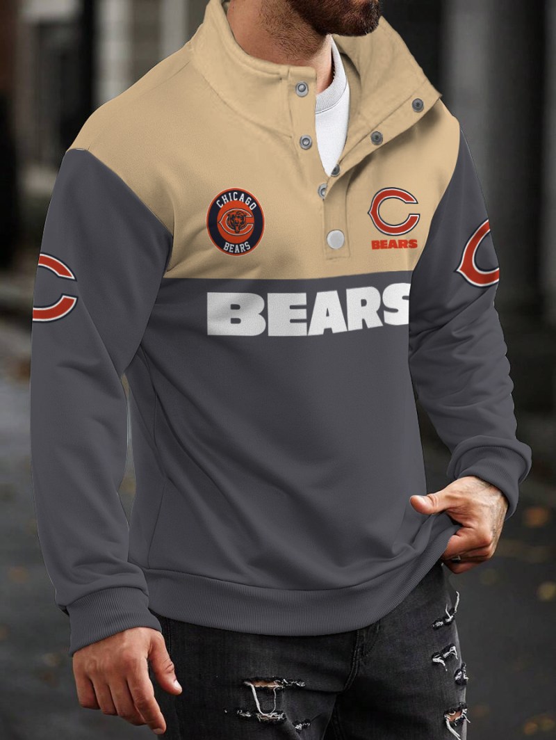 Chicago Bears Casual Colorful Stand Collar Sweatshirt