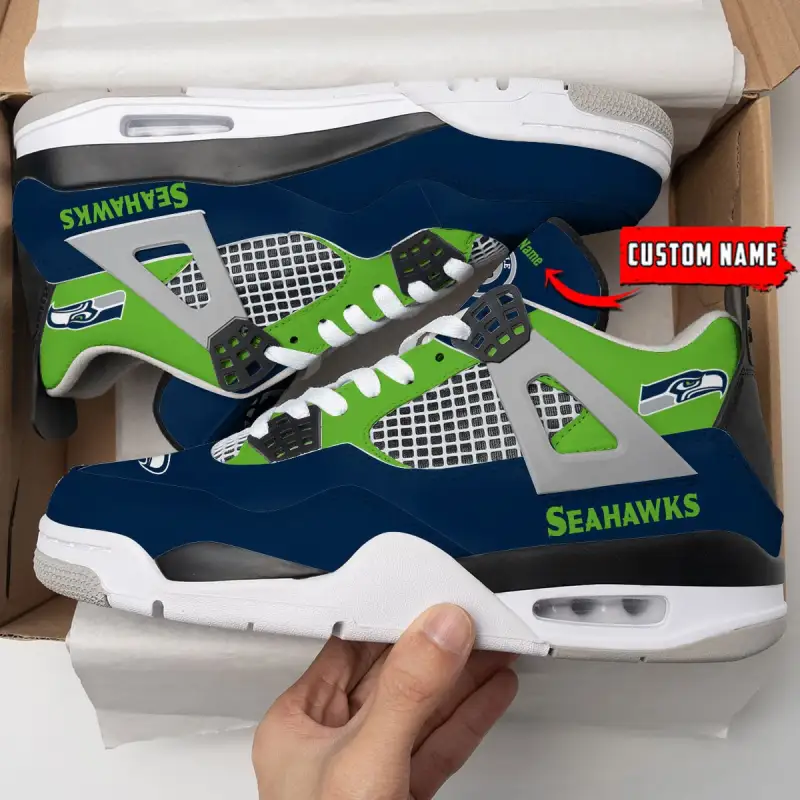 Seattle Seahawks Personalized AJ4 Sneaker