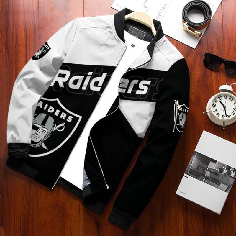 Las Vegas Raiders Personalized Bomber Jacket Side View