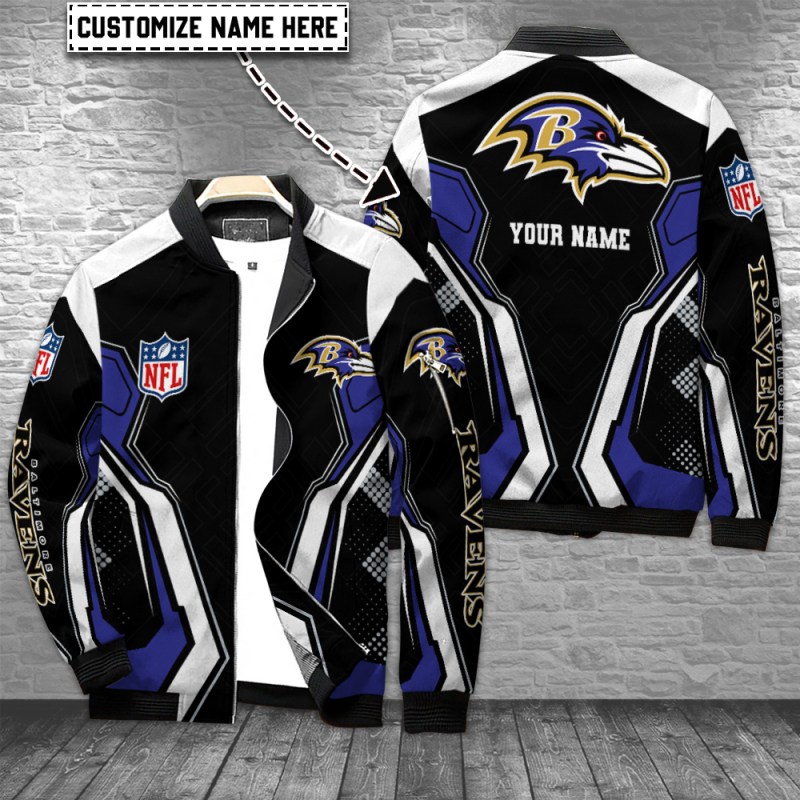Baltimore Ravens Personalized Bomber Jacket Front View