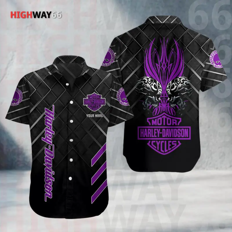 Harley Davidson Button Shirt New 2025 HWMNBTS000015Purple
